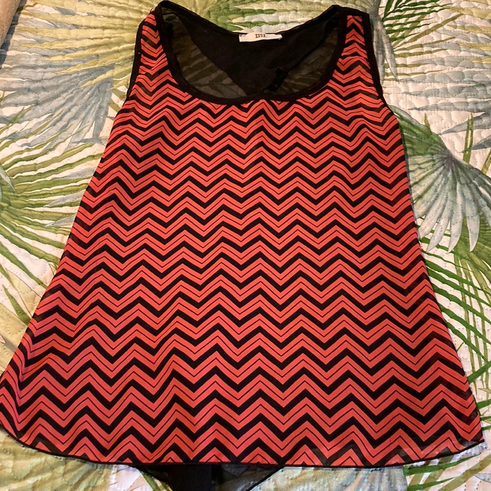 Orange and black Chevron sheer top